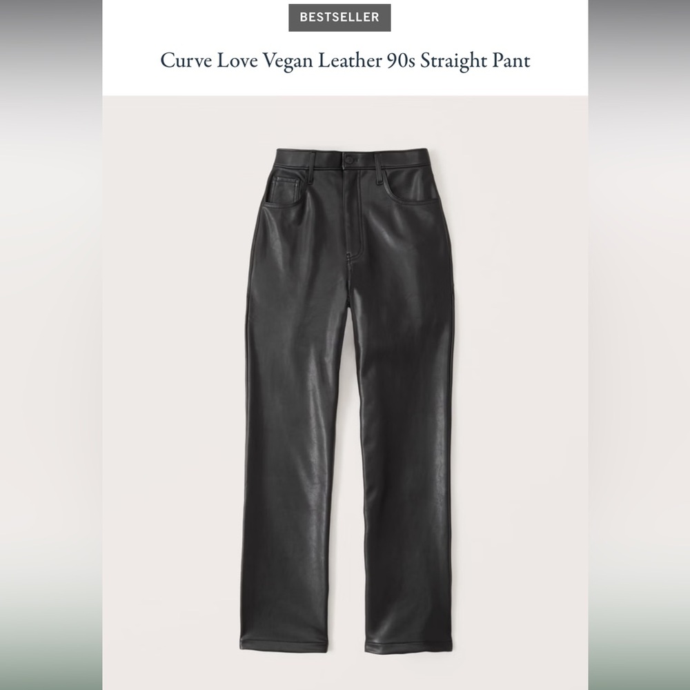 Abercrombie & Fitch Curve Love Vegan Leather 90s Straight Pant Black Size 27